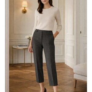 J Crew Peyton Sz 12 Gray 100% Wool Cropped Ankle Pants Tailored Dark Academia